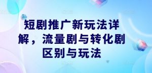 短剧推广新玩法详解,流量剧与转化剧区别与玩法-第一资源库