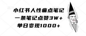 小红书人性痛点笔记，一条笔记点赞3W+，单日变现1k-第一资源库