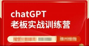 ChatGPT老板实战训练营,用GPT带飞,一人顶一个团队-第一资源库