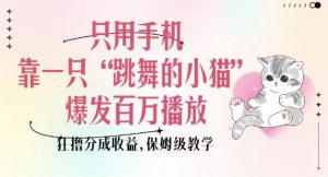 只用手机靠一只“跳舞的小猫”爆发百万播放,狂撸分成收益,保姆级教学-第一资源库