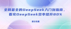 全网最全的DeepSeek入门到指南,看完DeepSeek效率提升80%(建议收藏)-第一资源库