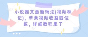 小说推文最新玩法(视频标记),单条视频收益四位数,详细教程来了-第一资源库