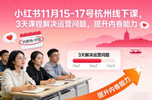 小红书11月15-17号杭州线下课,3天课程解决运营问题,提升内卷能力【音频+PPT图片】-第一资源库