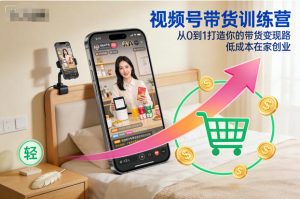 视频号带货训练营,从0到1打造你的带货变现路,低成本在家创业-第一资源库