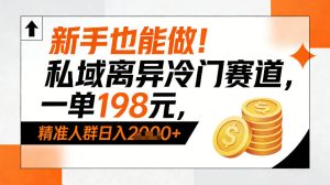 新手也能做！私域离异冷门赛道，一单198，精准人群日入1k+-第一资源库