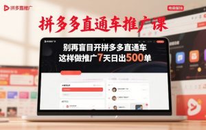 拼多多直通车推广课,别再盲目开拼多多直通车,这样做推广7天日出500单-第一资源库