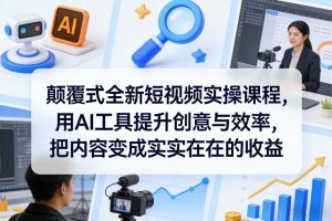 颠覆式全新短视频实操课程，用AI工具提升创意与效率，把内容变成实实在在的收益-第一资源库