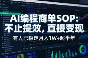 AI编程商单SOP,AI编程不能只给工作提效,还要直接变现,有人已经稳定月入1W+半年了-第一资源库