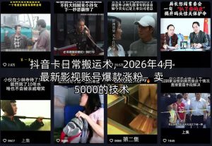 抖音卡日常搬运术，2026年4月最新影视账号爆款涨粉，卖5000的技术-第一资源库