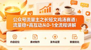 公众号流量主之长短文鸡汤赛道，流量稳+高互动，从0-1全流程讲解-第一资源库
