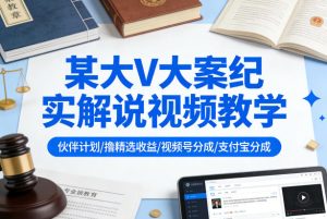 某大V大案纪实解说视频教学，可做伙伴计划、撸精选收益，视频号和支付宝分成计划均可-第一资源库