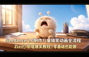 Seedance 2.0制作儿童搞笑动画全流程Zizi打喷嚏爆笑教程｜零基础也能做-第一资源库