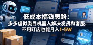 低成本搞钱思路：多多虚拟类目机器人解决发货和客服，不用盯店也能月入1-5W【揭秘】-第一资源库