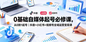 0基础自媒体起号必修课,从0到1起号|抖音+小红书+视频号全域运营变现课-第一资源库