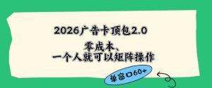 2026广告自动卡顶包2.0玩法,单窗口60+零成本、简单好操作,直接省略复杂人工步骤【揭秘】-第一资源库