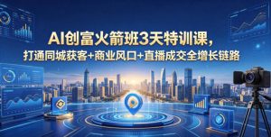 AI创富火箭班3天特训课,打通同城获客+商业风口+直播成交全增长链路,2026年4月新课-第一资源库