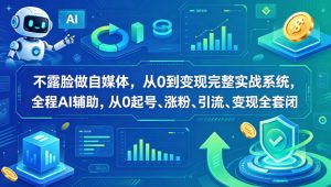 不露脸做自媒体，从0到变现完整实战系统，全程AI辅助，从0起号、涨粉、引流、变现全套闭环-第一资源库