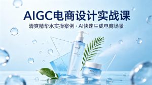 AIGC电商设计实战课，以清爽精华水为实操案例，教你用AI快速生成电商场景-第一资源库