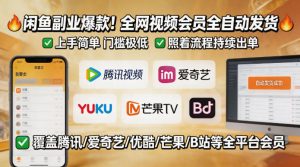 闲鱼售卖全网视频会员副业，全自动发货，上手简单、门槛极低，照着流程就能持续出单-第一资源库