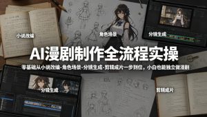 AI漫剧制作全流程实操，零基础从小说改编-角色场景-分镜生成-剪辑成片一步到位，小白也能独立做漫剧-第一资源库