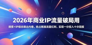 2026年商业IP流量破局用,搜索+IP组合跳出内卷,抢占精准流量红利,实现一分投入十分回报-第一资源库