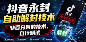抖音永封自助解封技术,非百分百的技术,自行测试-第一资源库