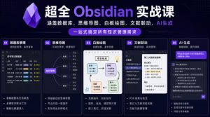 超全Obsidian实战课,涵盖数据库、思维导图、白板绘图、文献联动、AI生成,一站式搞定所有知识管理需求-第一资源库