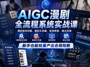 AIGC漫剧全流程系统实战课,爆款剧本挖掘、番茄文改编、高清修复、镜头衔接,新手也能批量产出合规短剧-第一资源库