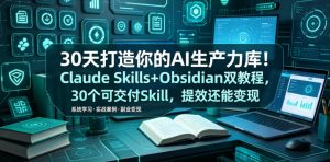 30天打造你的AI生产力库!Claude Skills+Obsidian 双教程,30 个可交付 Skill,提效还能变现-第一资源库