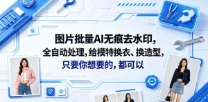 图片批量AI无痕去水印,全自动处理,给模特换衣、换造型,只要你想要的,都可以(软件+视频教程)-第一资源库