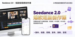 Seedance 2.0短剧短视频创作课,零基础快速产出爆款短剧、短视频、MV内容,落地做账号实现变现-第一资源库