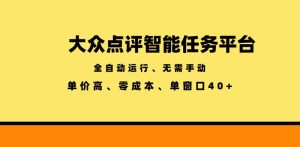 大众点评智能任务平台，全自动运行、无需手动，单价高、零成本、单窗口40+【揭秘】-第一资源库