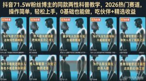 抖音71.5W粉丝博主的同款两性科普教学,2026热门赛道,操作简单,轻松上手,0基础也能做,吃伙伴+精选收益-第一资源库